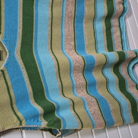 Eddie Bauer Sweater Vest Striped Green Blue XL - Picture 7 of 9